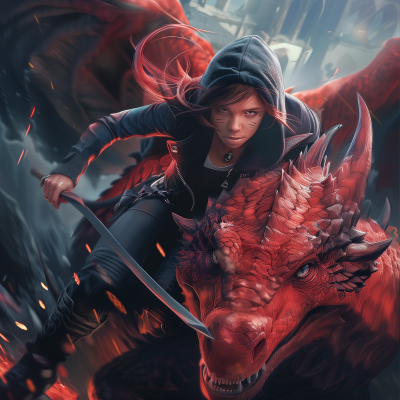 Girl Riding Red Dragon