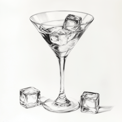 Pencil Illustration of Martini Glass