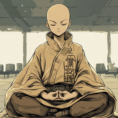 Meditating Youth at Airport