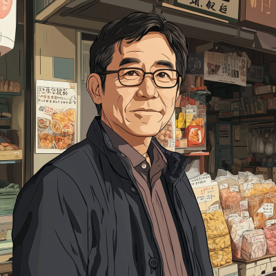 Calm Asian Store Owner Portrait