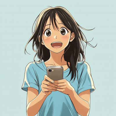 Excited Girl with Smartphone