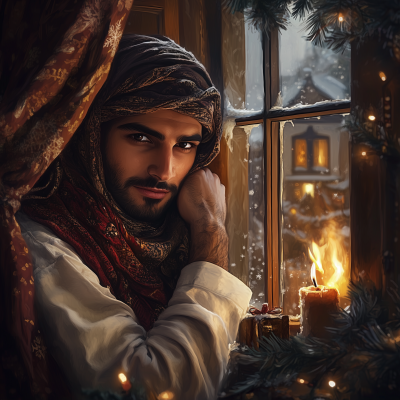 Handsome Arab Man at Christmas