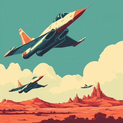 Fighter Jets in Flat Colors