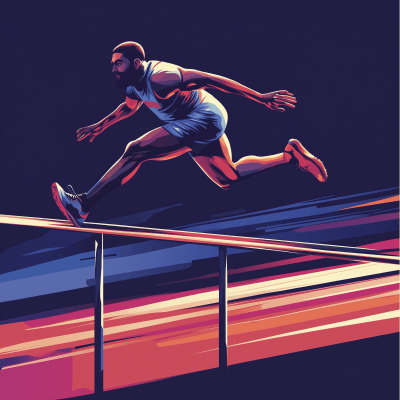 Track Sprinter Jumping Hurdles