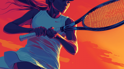 Woman Swinging Tennis Racket