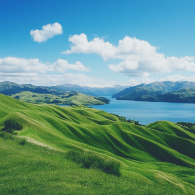 Sunny Hills Overlooking Lake