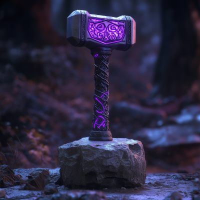 Mystical Hammer on Pedestal