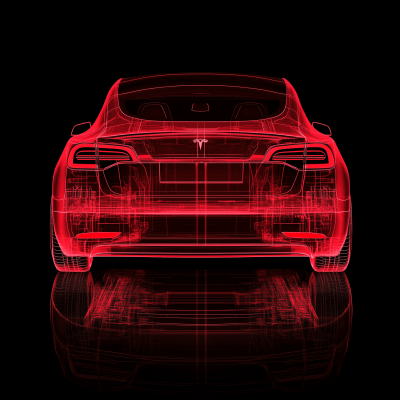 Red Tesla Car Diagnostics