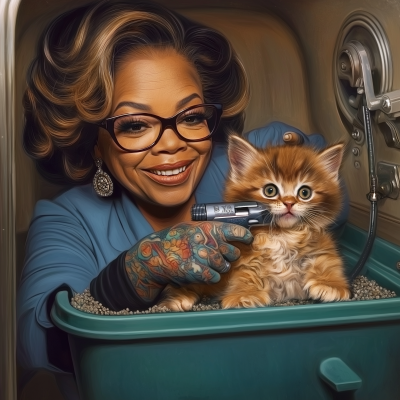 Oprah Tattooing a Kitten