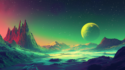 Dystopian Emerald Planet Landscape