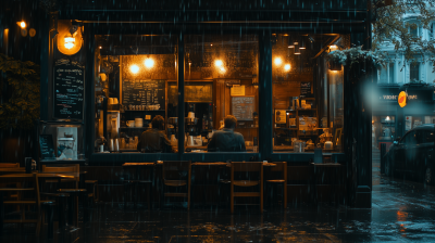 Cozy Coffee Shop on a Rainy Day