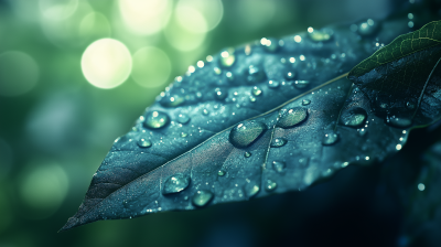 Macro Shot of a Leaf with Water Droplets