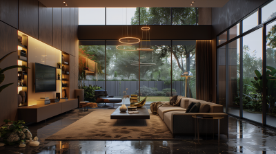 Luxury Living Room at Night