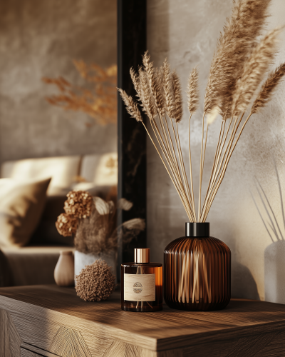 Autumnal Rustic Interior Bedroom Side Table