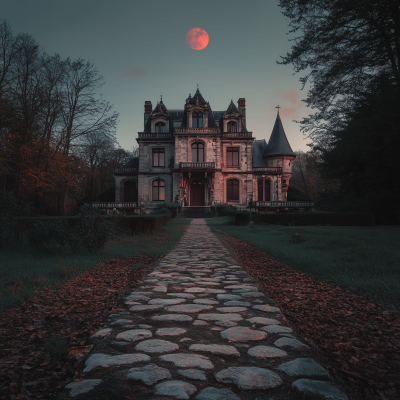 Gothic Mansion at Night