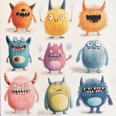 Colorful Crayon Monsters