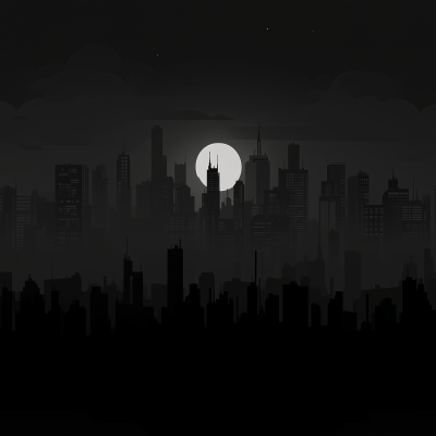 Dark Cartoon Cityscape Silhouette