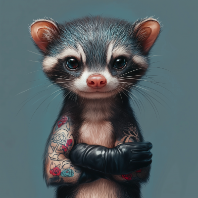 Cartoon Ferret with Tattoos