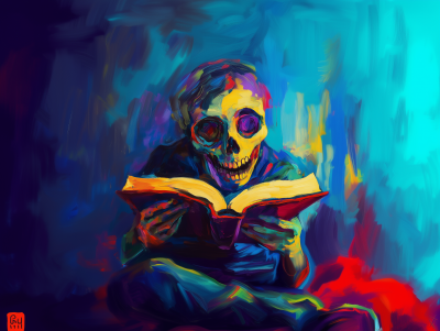 Horror Book Reader in Fauvism Style