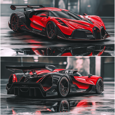 Hyper Realistic Red and Black Hypercar