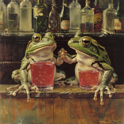 Two Frogs Sharing