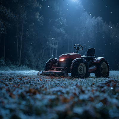 Nighttime Lawnmower in Grassfield