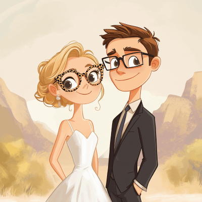 Bride and Groom Cartoon