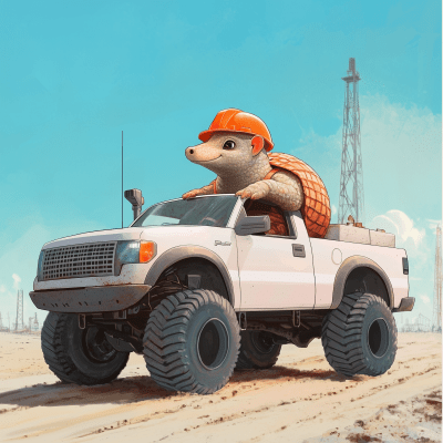 Kawaii Armadillo Driving a Truck