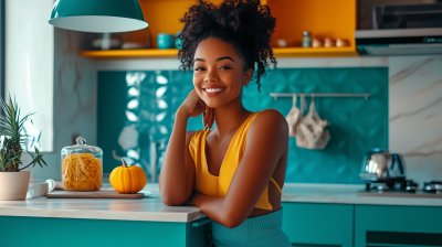 Stylish Smile in Teal Kitchen