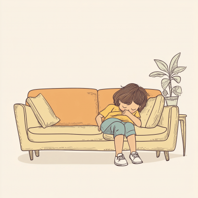 Kid Resting on Sofa