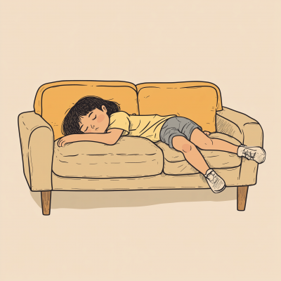 Kid Resting on Sofa