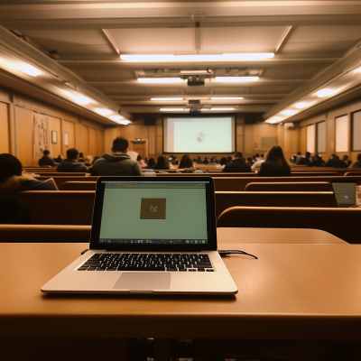 Student Using MacBook in Lecture