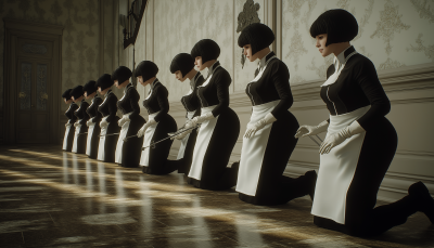 Victorian Maids Polishing the Floor