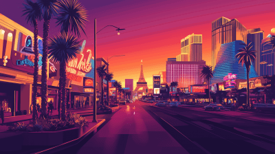 Vibrant Las Vegas Strip Illustration