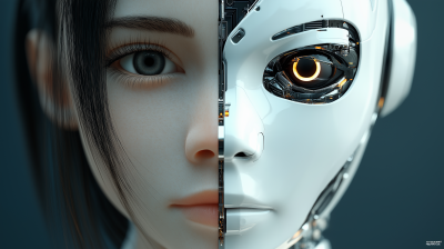 Futuristic Female Robot Hybrid