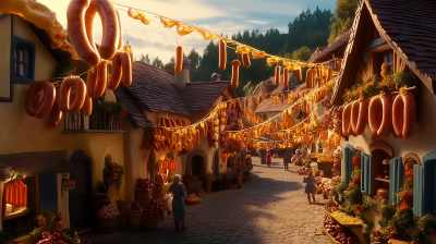 Whimsical Village Street Scene