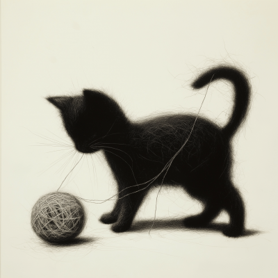 Cat Playing with Wool