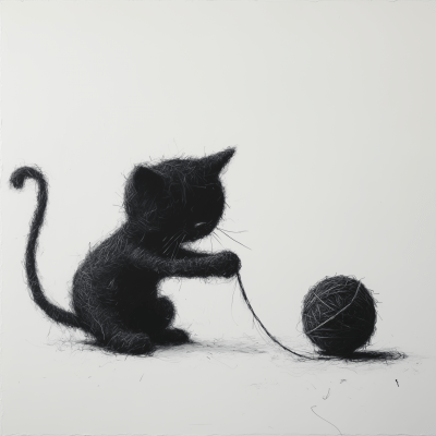 Playful Knitting Cat