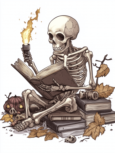 Skeleton Reading at Night