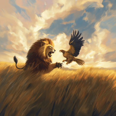 Lion and Eagle Face Off