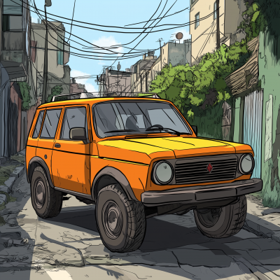 Cartoon Lada Niva in Yerevan