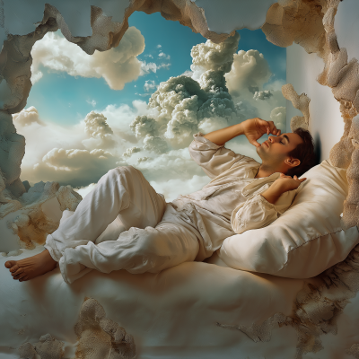 Dreaming Man in Surreal Style