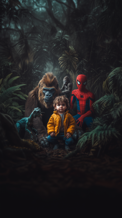 Stylish Kid with Iconic Characters