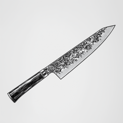 Japanese Chef’s Knife Tattoo Design