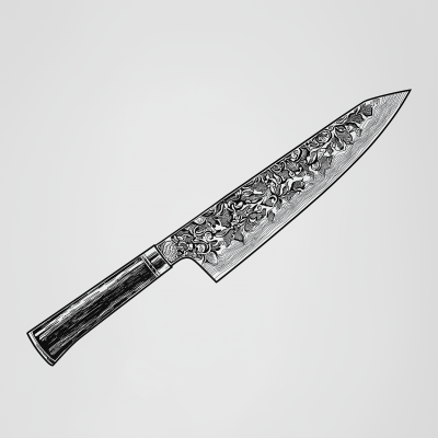 Japanese Chef’s Knife Tattoo Design