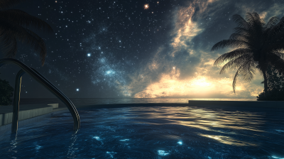 Surreal Stars Over Swimming Pool