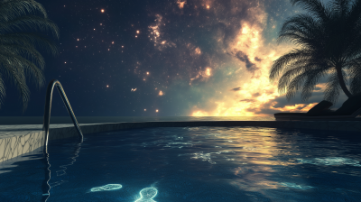 Surreal Stars Over Swimming Pool