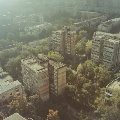 Ukrainian 70s City from Up View