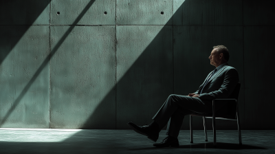 Man in Suit in Dark Hall