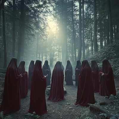 Young Cult Members in Maroon Robes